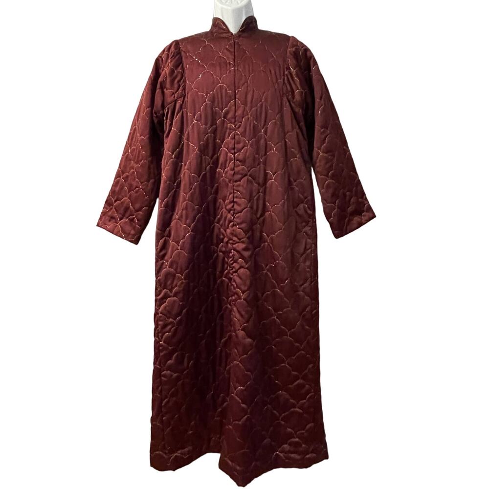 VINTAGE 70s Neiman Marcus Quilted Satin Robe Hostess Gown Size Small